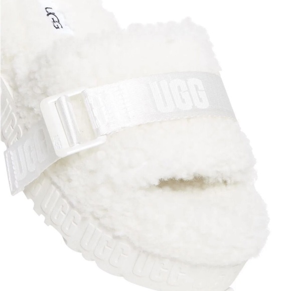 Giftable UGG Fluffita White Shearling Platform Sandal Slipper - Picture 4 of 14